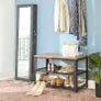 Shoe rack with seat  shoe bench, shoe cabinet, shoe rack for sitting, 73 x 30 x 45 cm, shoe rack with 3 levels, metal frame, for entrance area, industrial design, wood look, Image 3