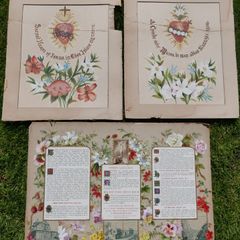 Antique 1800s Wall Art , Holy Card Paintings , Catholic Posters 21" x 14" and 2x 16" x 14"