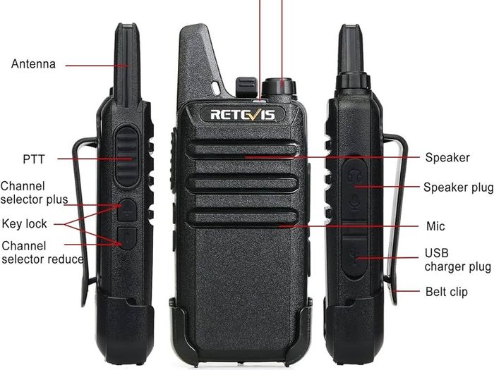FREE SHIPPING RT622 Walkie Talkies, Rechargeable Two Way Radio PMR446, VOX, USB C, CTCSS DCS, Portable Walkie Talkie 10er set, Mini Lightweight 2 Way Radio for Adults Schools, Business (Black, 10 Pack)