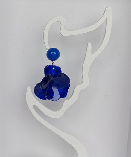 Cobalt Blue Lucite 3D Floral Earrings
