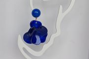 Cobalt Blue Lucite 3D Floral Earrings