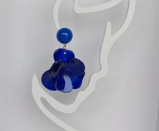 Cobalt Blue Lucite 3D Floral Earrings
