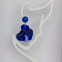 Cobalt Blue Lucite 3D Floral Earrings