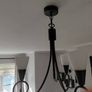 Black 3 Arm Ceiling Chandelier Light with Frosted Glass Shades Image 3