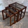 Teak And Smoked Glass Nesting Tables Image 2