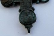 Rare Medieval / Byzantine Bronze Encolpion Cross - Prominent Circular Medallions