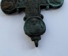 Rare Medieval / Byzantine Bronze Encolpion Cross - Prominent Circular Medallions