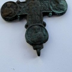 Rare Medieval / Byzantine Bronze Encolpion Cross - Prominent Circular Medallions