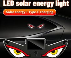 High-Brightness LED Neon Car Window Decoration Light, Wireless Solar Powered, "Devil'S Eye" Triangular Window Lighting, Creating Car Interior Atmosphere
