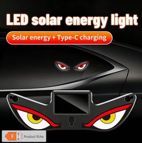 High-Brightness LED Neon Car Window Decoration Light, Wireless Solar Powered, "Devil'S Eye" Triangular Window Lighting, Creating Car Interior Atmosphere