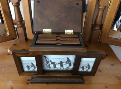 Vintage oak photo album memory box stores 63 photos