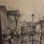 Vintage large French Etching of Paris Street framed Image 2