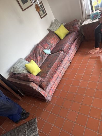 Long Couch with real down pillows - 7.5foot