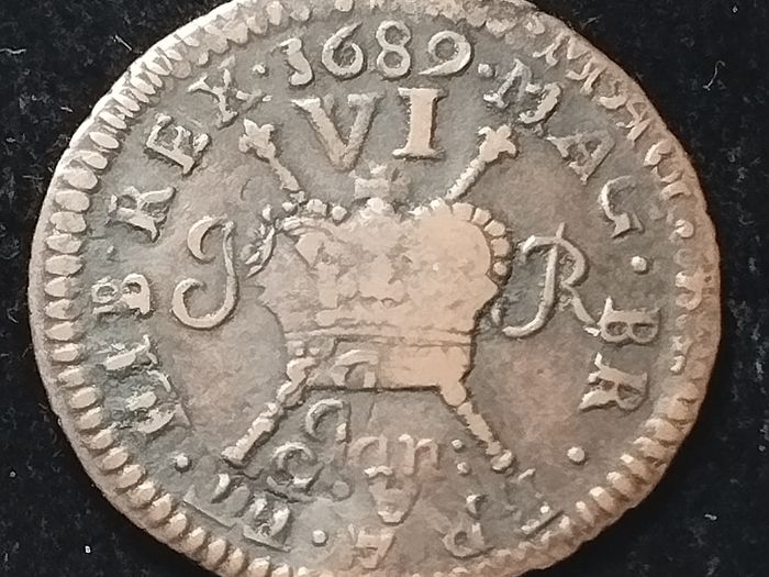 #677 - Ireland - 1689 - 6 Pence - Gun Money