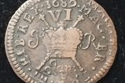 #677 - Ireland - 1689 - 6 Pence - Gun Money