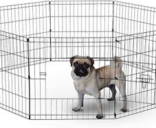 UNDERDOG 8 Panel Playpen Suitable for Dogs/Puppies/Cats & Rabbits foldable ideal for Indoor/Outdoor use puppy play pen (61cm, Black)