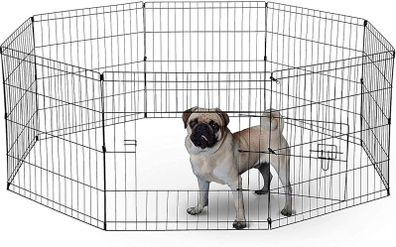 UNDERDOG 8 Panel Playpen Suitable for Dogs/Puppies/Cats & Rabbits foldable ideal for Indoor/Outdoor use puppy play pen (61cm, Black)
