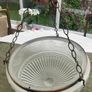 Vintage Art Deco Fluted White Opaque Glass and Copper Ceiling Light Image 3