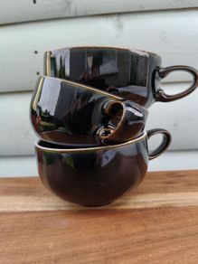 3 x Denby Black Stoneware Mugs/Cups