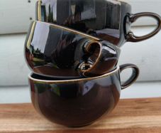 3 x Denby Black Stoneware Mugs/Cups