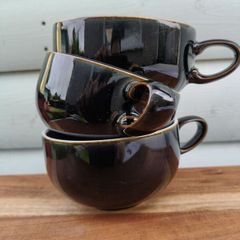 3 x Denby Black Stoneware Mugs/Cups