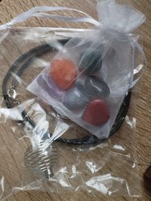 Cage Necklace with 6 Natural Stones.