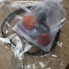 Cage Necklace with 6 Natural Stones.