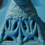 Vintage Victorian oil lamp CAST IRON BASE with Bristol  bowl Image 8