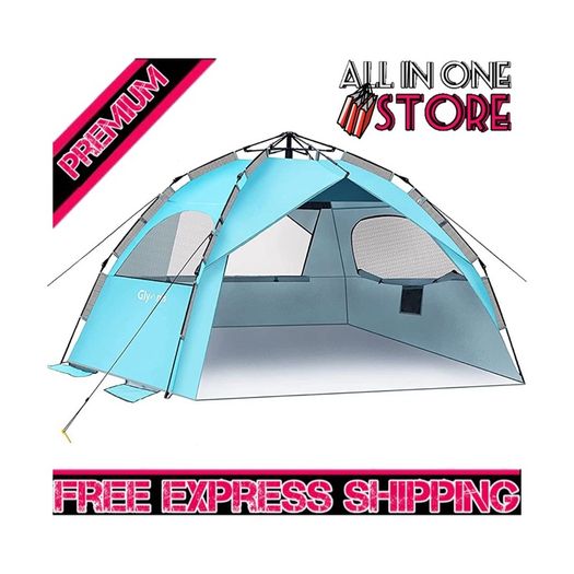 Beach Tent 4-6 Person Pop Up Beach Tent Large Hydraulic Automatic Portable Sun Shade Shelter (FREE SHIPPING)