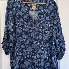 Mantaray Blue Floral Print Blouse Size 20