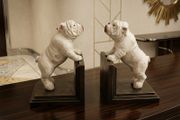 2 X Cast Iron Hand Painted Bulldog Bookends(2.2kgs)