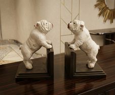 2 X Cast Iron Hand Painted Bulldog Bookends(2.2kgs)