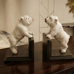 2 X Cast Iron Hand Painted Bulldog Bookends(2.2kgs)