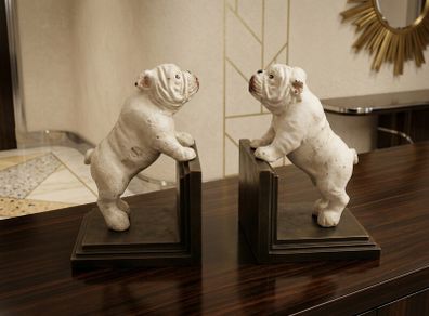 2 X Cast Iron Hand Painted Bulldog Bookends(2.2kgs)