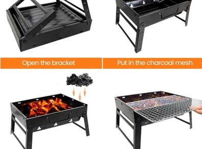 New. Portable Barbecue Grill Outdoor Heat Resistant Rust Proof  (Free Delivery)