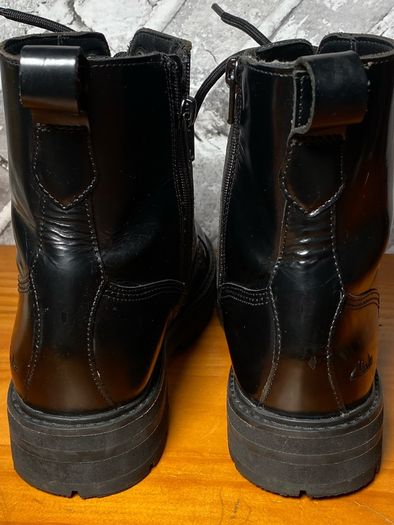 Clarks Girls Black Leather Biker-Style Ankle Boots UK4.5 EU37.5