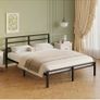 Metal Double Bed Frame with Headboard and Footboard | Fits 135 x 190 cm Mattress, Steel Slats Support, 30 cm Storage Space Underbed, Noise Free, Easy Assembly, Black Image 4