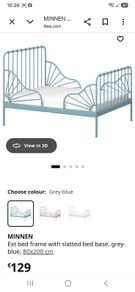 Ikea Minnen Extendable Kids Bed & Mattress