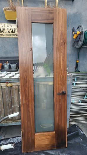 Solid wood frosted glass door