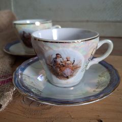 Japanese Lusterware Cups & Saucers