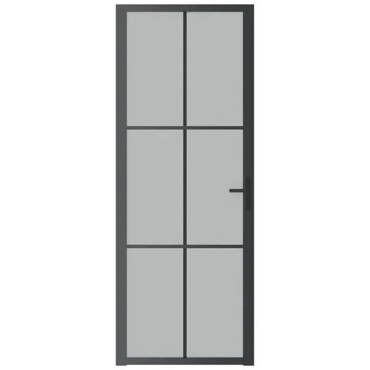 Interior Door 102.5x201.5 cm Black Matt Glass and Aluminium