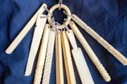 Antique Victorian Set of 9 Carved Ivory Teething Sticks