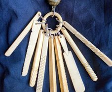 Antique Victorian Set of 9 Carved Ivory Teething Sticks