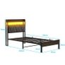3ft Single Bed Frame with LED Lights Storage Upholstered Headboard and Charging Station Image 2