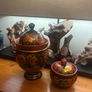 Vintage Khokhloma Hand Painted Wooden Tea & Sugar Image 2