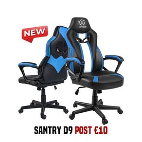 Blue Racing Style Gaming Chair with Headrest & Lumbar Support