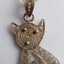 Vintage Sterling Silver 925 Cat Pendant and Sterling Chain length 16" - 2,95g Image 3