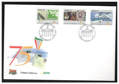 1997 Ireland 75th Anniversary of the State (28p Quill/ O'Cleary+ 32p O'Connell & 52p Airmails) Commemorative Stamps An Post First Day Cover (FDC)