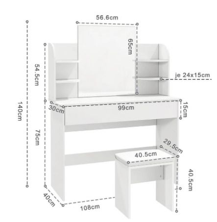 Makeup Dressing Desk Mirror with RGB LED Lights with 2 drawers for Bedroom