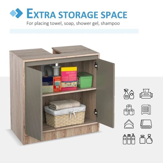 Under Sink Storage Cabinet Floor Standing Cupboard w/ Adjustable Shelf Bathroom Cabinet 2 Doors  (FREE SHIPPING)